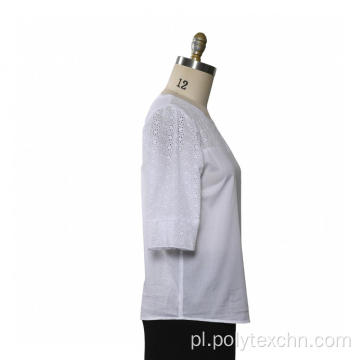 Damska bluzka z krótkim rękawem bawełniana haftowana